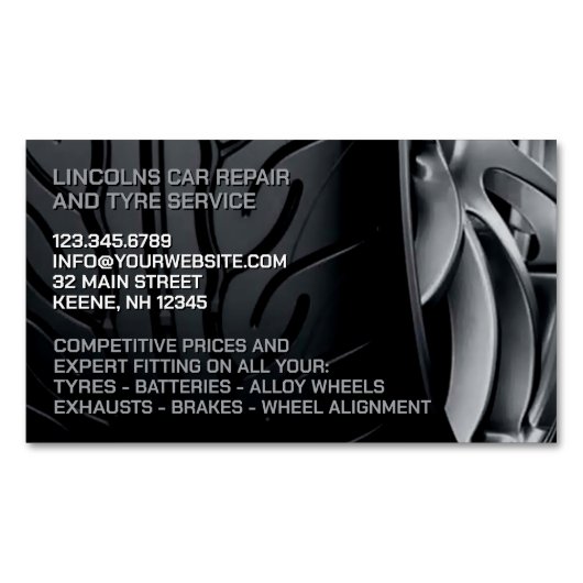 タイヤの自動修理 マグネット名刺 (正面)