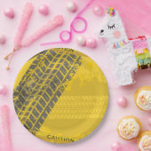 タイヤの黄色の注意トラック ペーパープレート (パーティー)