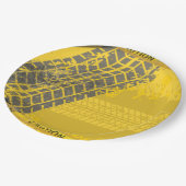 タイヤの黄色の注意トラック ペーパープレート (アングル)