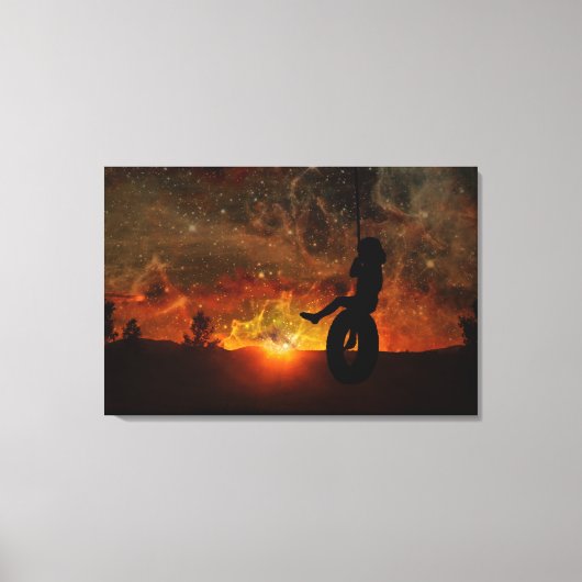 タイヤスイングストレッチキャンバス印刷の子 キャンバスプリント (正面)