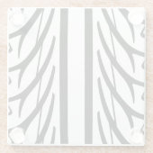 タイヤテクスチャ抽象芸術パターン（白黒） ガラスコースター (裏面)