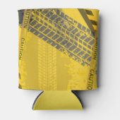 タイヤトラックトレース黄色の黒い警告 缶クーラー (正面)