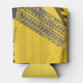 タイヤトラックトレース黄色の黒い警告 缶クーラー (裏面)