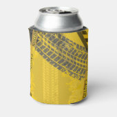 タイヤトラックトレース黄色の黒い警告 缶クーラー (缶裏面)