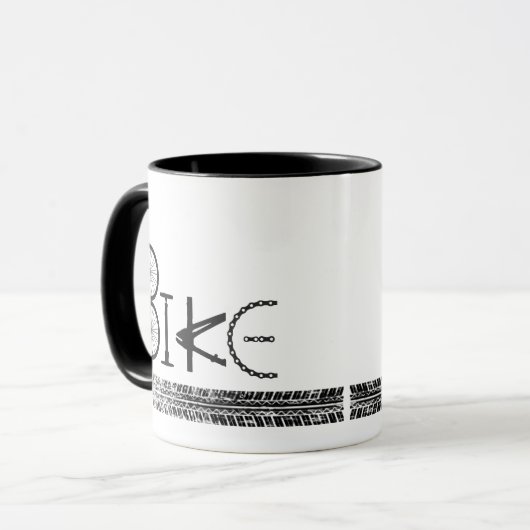 タイヤトラック付きバイクパーツからの落書き マグカップ (正面左)