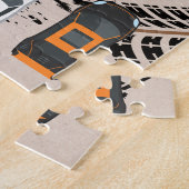 タイヤトレッドマーク付きレースカーパーソナライズされた ジグソーパズル (側面)