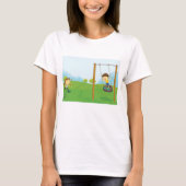 タイヤブランコで遊ぶ子供たち Tシャツ (正面)