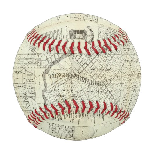 タイヤーのデンバー・コロラドの地図 野球ボール (正面)