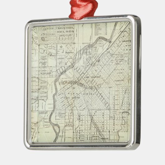 タイヤーズコロラド州デンバーの地図 メタルオーナメント (左)