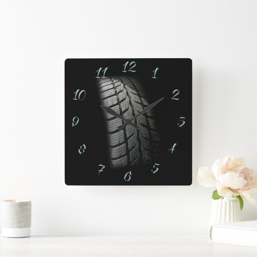 タイヤ中心 スクエア壁時計 (ホーム)