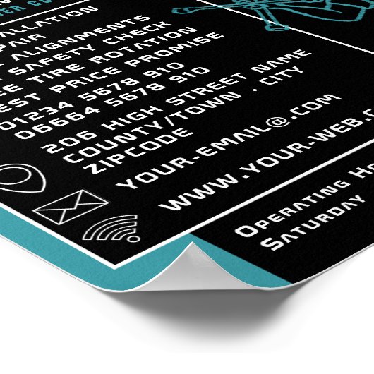 タイヤ修理ロゴ、タイヤ/タイヤ専門店の広告 ポスター (角)