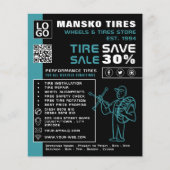 タイヤ修理ロゴ、タイヤ/タイヤ専門店 チラシ (正面)