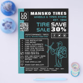 タイヤ修理ロゴ、タイヤ/タイヤ専門店 チラシ (シングル)