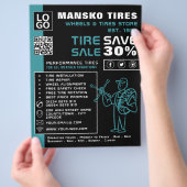 タイヤ修理ロゴ、タイヤ/タイヤ専門店 チラシ (手)