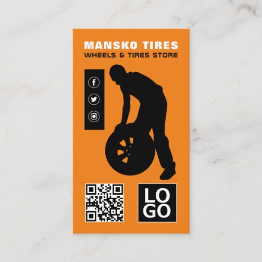 タイヤ修理人デザイン、タイヤ/タイヤ専門家 名刺 (正面)
