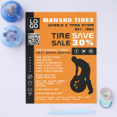 タイヤ修理人デザイン、タイヤ/タイヤ専門店 チラシ (シングル)