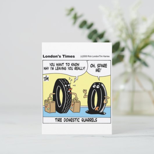 タイヤ国内問題おもしろいギフトTee収集品 ポストカード (スタンド正面)