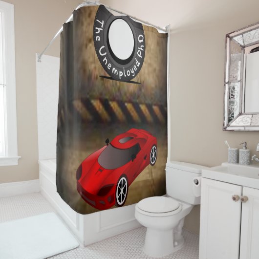 タイヤ赤い車の少年のショーカーテン シャワーカーテン (インサイチュ)