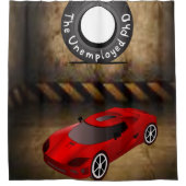 タイヤ赤い車の少年のショーカーテン シャワーカーテン (正面)