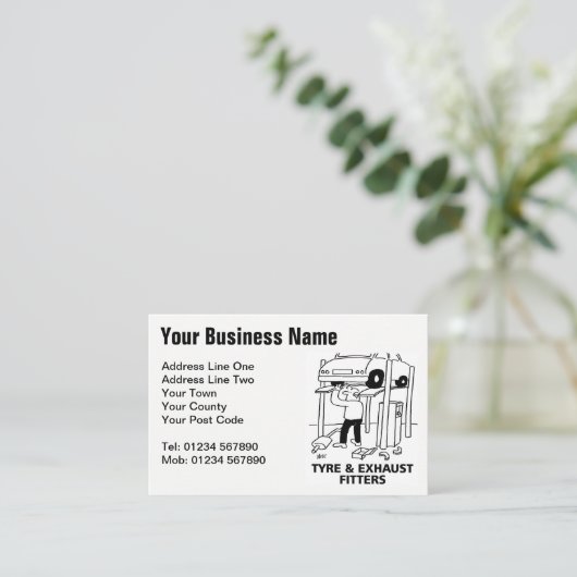 タイヤ&エキゾーストフィッター漫画の名刺 名刺 (スタンド正面)