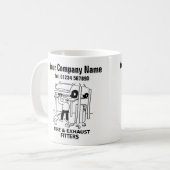 タイヤ&エキゾーストフィッター漫画マグカップ コーヒーマグカップ (正面左)