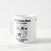 タイヤ&エキゾーストフィッター漫画マグカップ コーヒーマグカップ (正面左)