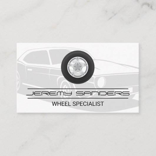 タイヤ・ホイール・サービス | 自動車のタイヤのロゴ 名刺 (正面)