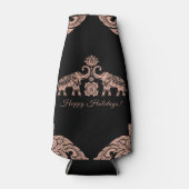 タイランドエレファントハッピーホリデーズギフトピンク&ブラック ボトルクーラー (正面)