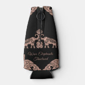 タイランドエレファントハッピーホリデーズギフトピンク&ブラック ボトルクーラー (裏面)