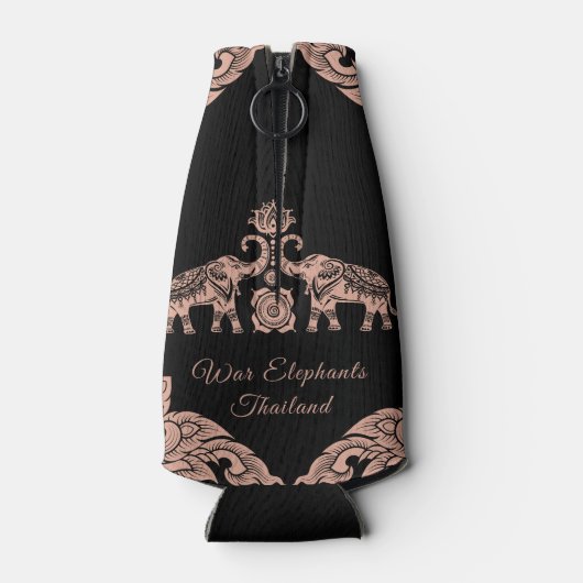 タイランドエレファントハッピーホリデーズギフトピンク&ブラック ボトルクーラー (裏面)