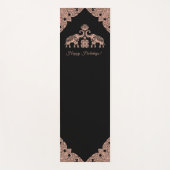 タイランドエレファントハッピーホリデーズギフトピンク&ブラック ヨガマット (正面)