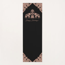 タイランドエレファントハッピーホリデーズギフトピンク&ブラック ヨガマット