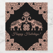 タイランドエレファントハッピーホリデーズギフトピンク&ブラック ワインラベル (シングルラベル)