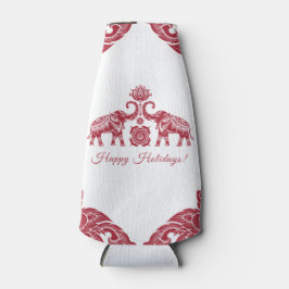 タイランドエレファントハッピーホリデーズギフトレッドホワイト ボトルクーラー