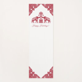 タイランドエレファントハッピーホリデーズギフトレッドホワイト ヨガマット