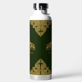 タイランドエレファントハッピーホリデーズギフト金ゴールド&グリーン ウォーターボトル (左面)