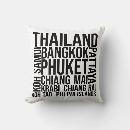 タイランドシティズワードアート – バンコク旅行 クッション (正面)