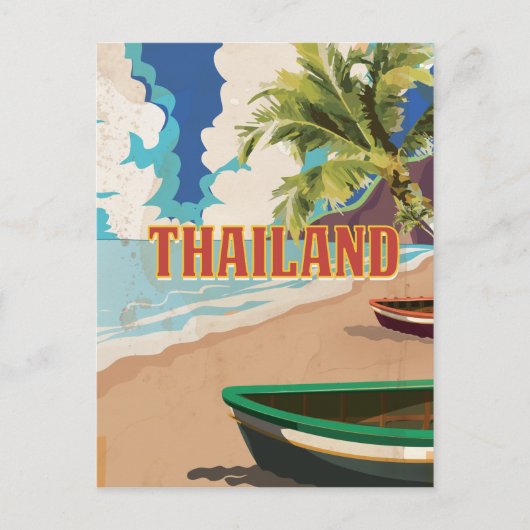 タイランドヴィンテージ旅行ポスター ポストカード (正面)