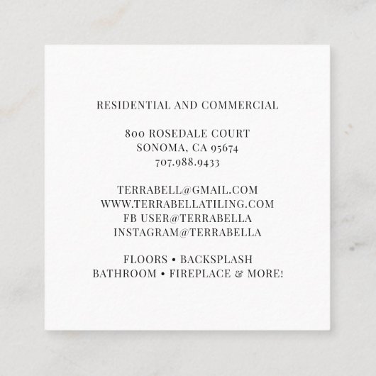 タイラーのタイリングの幾何学的パターン スクエア名刺 (裏面)