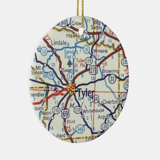 タイラーテキサス州クリスマスオーナメント セラミックオーナメント (右)