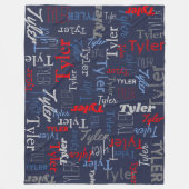 タイラーパーソナライズされた名レッド・ブルー・グレー・ブランケット フリースブランケット (正面)