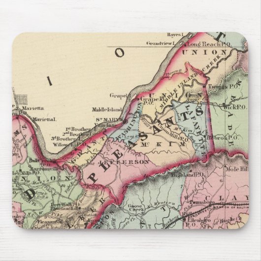 タイラー、リッチー、プレザント、ウッド、ウィルト郡 マウスパッド (正面)