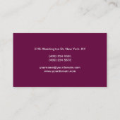 タイリアン・パープルのメイクアップ・アーティスト・ユニークビジネス・カード 名刺 (裏面)