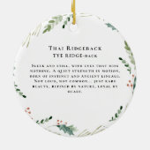 タイリッジバックウォーターカラードッグ | モノグラム セラミックオーナメント (裏面)