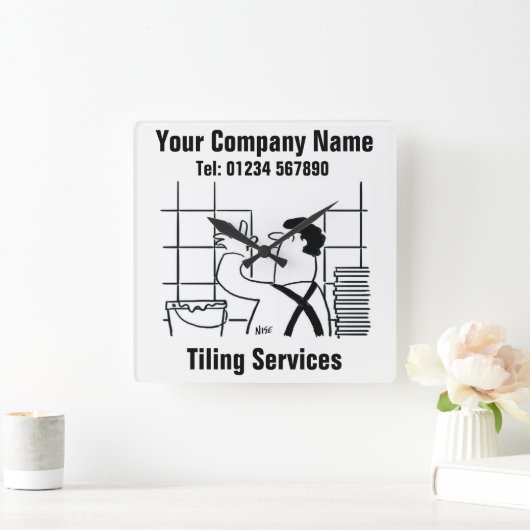 タイリングサービスの漫画の時計 スクエア壁時計 (ホーム)