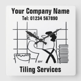 タイリングサービスの漫画の時計 スクエア壁時計