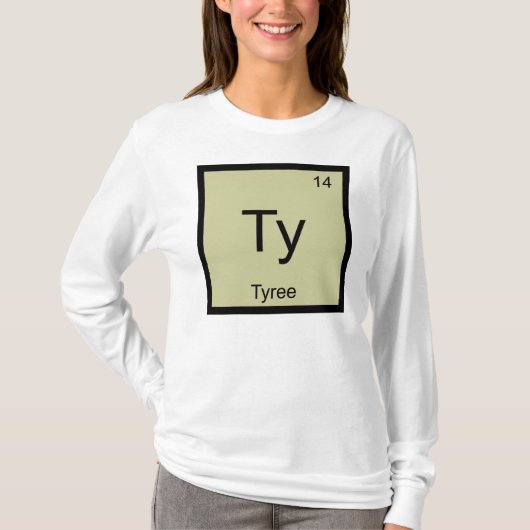 タイリー 名前 化学元素周期表 Tシャツ (正面)