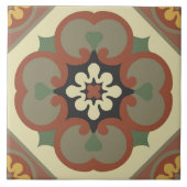 タイルに茶色い花、レトロなヴィンテージインスピレーション タイル (正面)