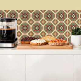 タイルに茶色い花、レトロなヴィンテージインスピレーション タイル