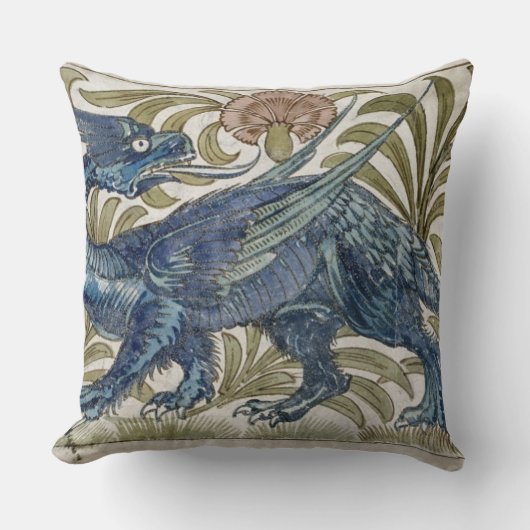 タイルのための「ドラゴン」のデザイン(w/c紙で) クッション (正面)